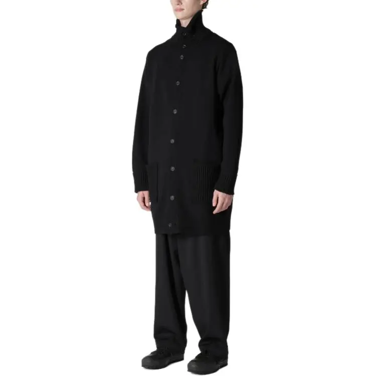 Yohji Yamamoto Drop Needle Turtleneck Knitted Cardigan-3