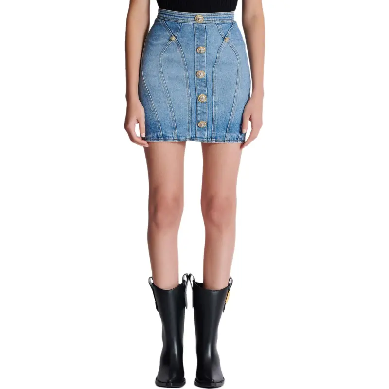 BALMAIN Buttoned Denim Skirt-2