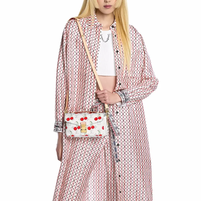 LOUIS VUITTON Takashi Murakami, Collaboration Leather Shoulder Bag, Crossbody Bag, Handbag Women's White-5