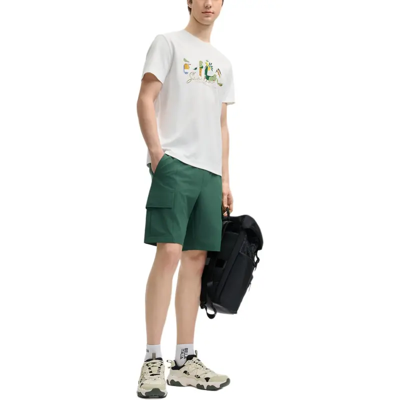 FILA Casual Sportswear Men Clothing Sets Cloud White+Green-1