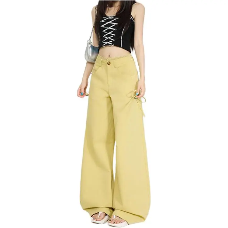 Concubine Zhu Casual Pants Women's Olive Yellow-2