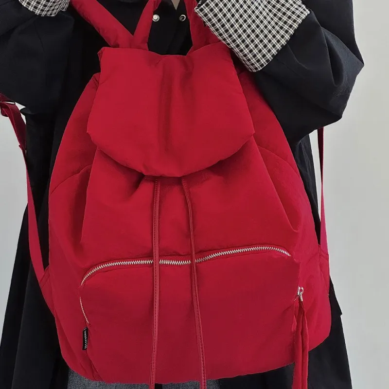 JPJ Fabric Backpack Large Size Unisex Red/Dawn White-3