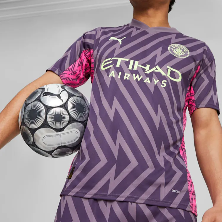 PUMA Essentials Manchester City Men's Goalkeeper Short Sleeve Jersey Soccer Jerseys Men's Purple Charcoal-2