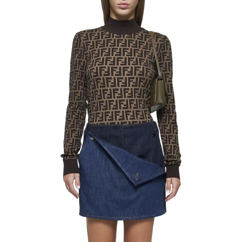 FENDI Denim Panelled Logo Patch Shorts-3