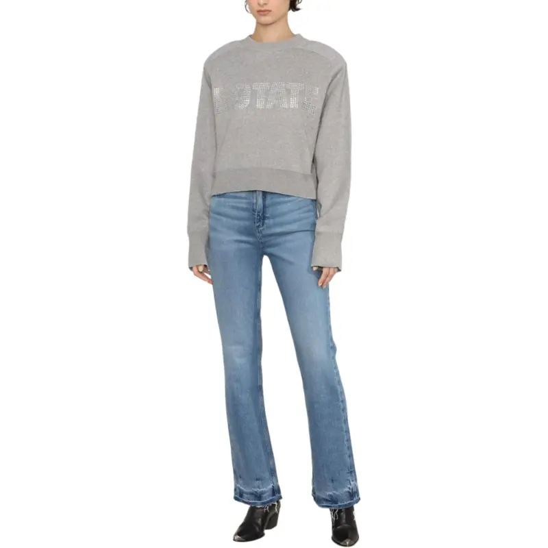 Rotate Logo Embellished Knitted Cropped Jumper-2