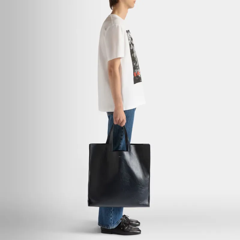 BALLY Calfskin Tote Bag, Shopping Bag, Shoulder Bag, Handbag Men's Black-3
