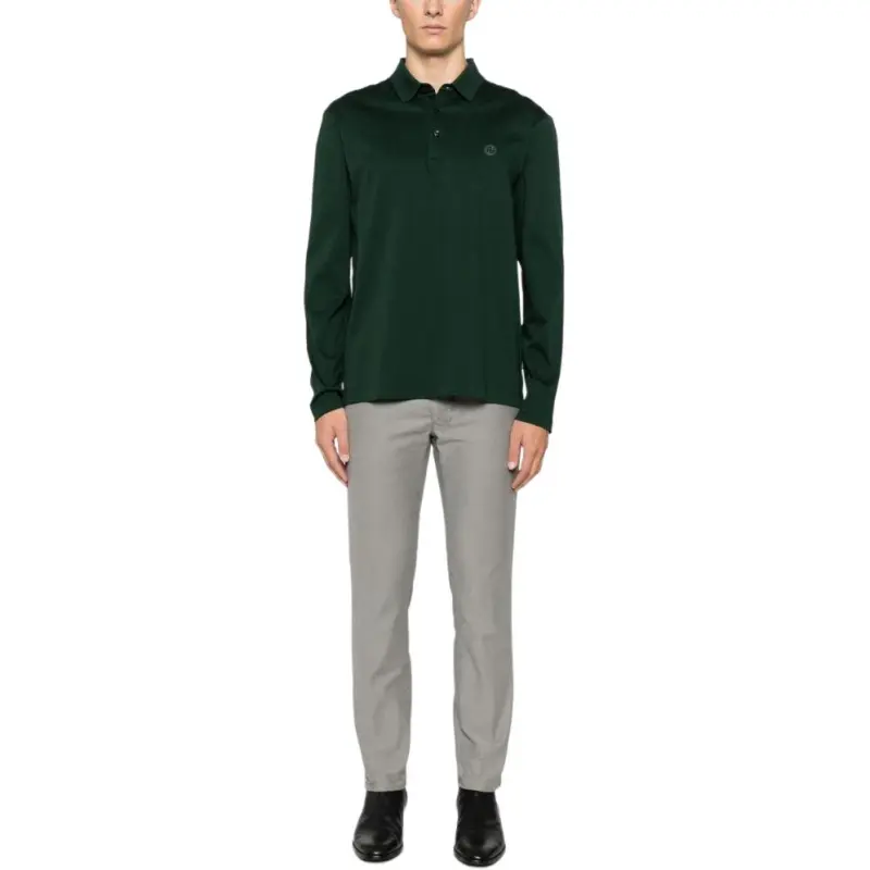 HUGO BOSS Logo Patch Long Sleeved Polo Shirt-3