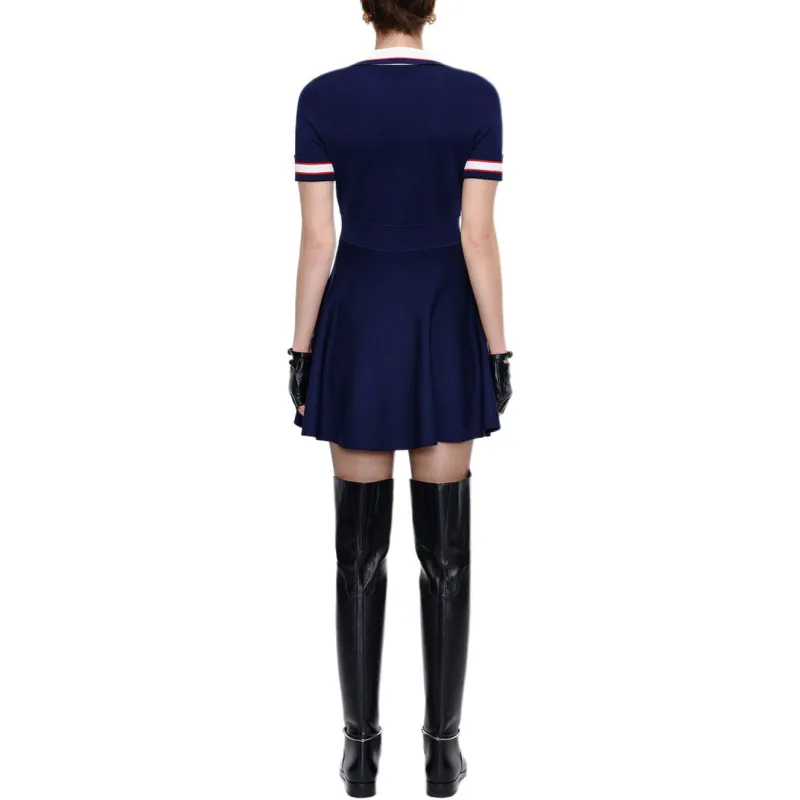 KARL LAGERFELD Short Sleeved Dress Women's Navy Blue-3