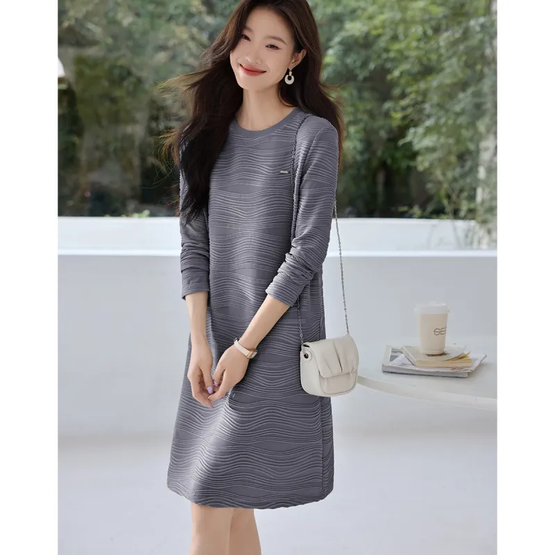 Mo Han Yi Mei Long Sleeved Dresses Women's Blue-3