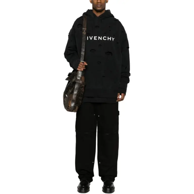 Givenchy Distressed Effect Logo Printed Hoodie-2
