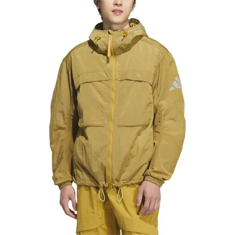 Adidas CITY ESCAPE SHINY KWRINKLE RIPSTOP Jacket Men's Soft Bronze-1