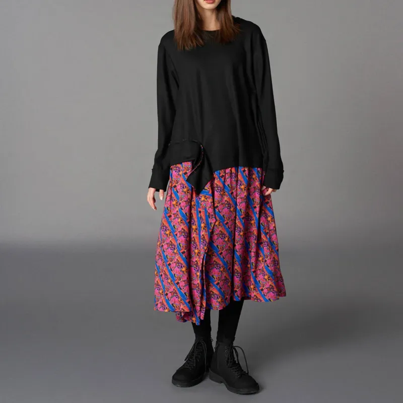 Yohji Yamamoto Ghost Princess, Collaboration Long Sleeved Dresses Women's Black-3