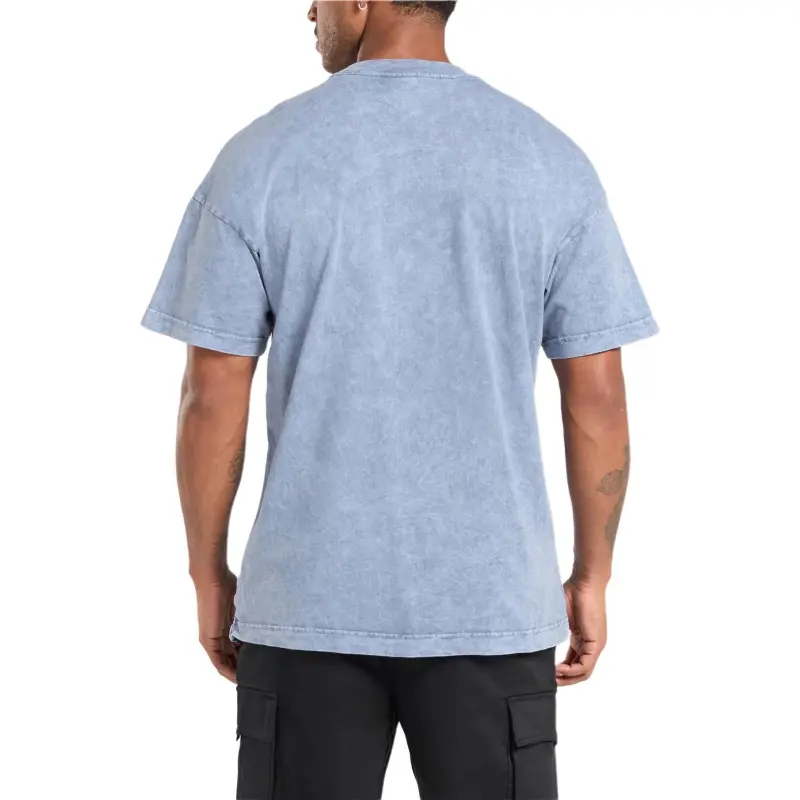 GYMSHARK Collegiate Shadow Washed T Shirt Men's Faded Blue-1