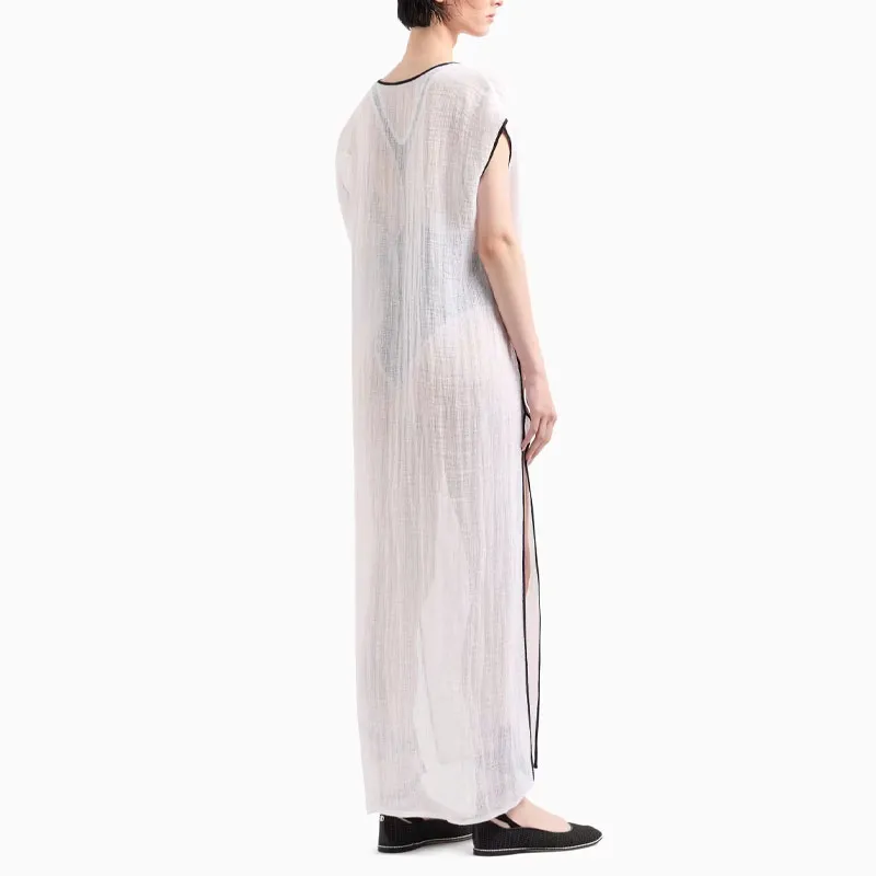 GIORGIO ARMANI Linen blend Mesh Long Dress-2