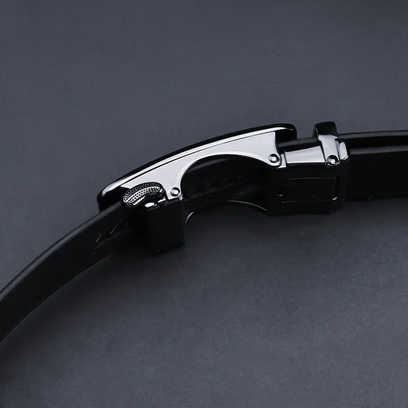 MILLIE'S Genuine Leather High End Business Men's Automatic Buckle Belt Leather Belts Men's Width  3.5cm-3