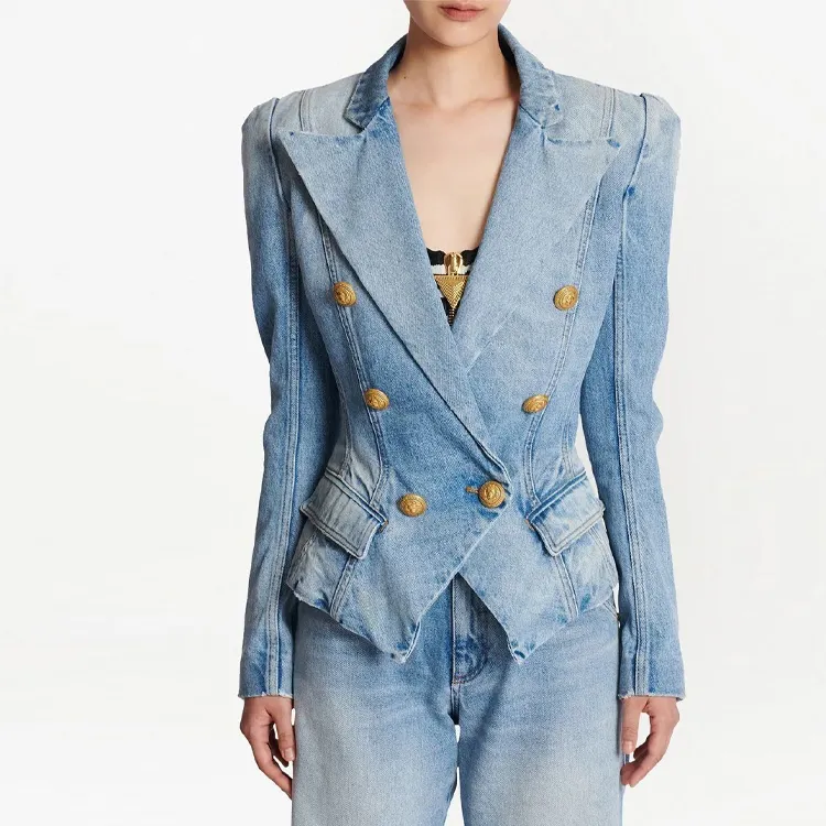 BALMAIN Double breasted Denim Blazer-1