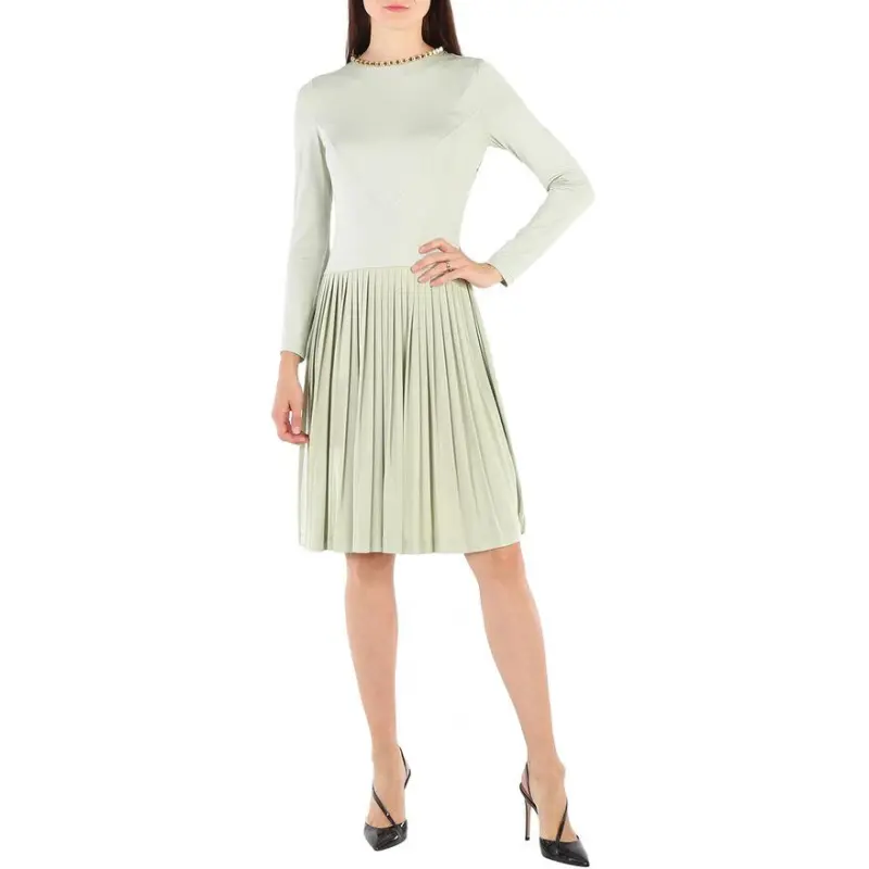 Burberry Long-Sleeved Dresses Women's Green-2