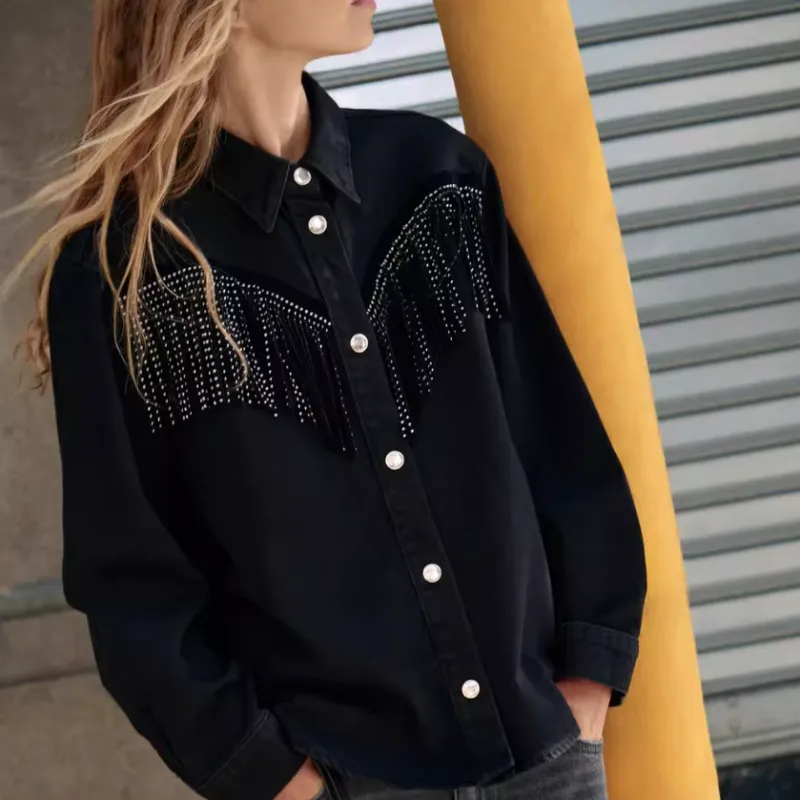 ZARA Denim Jacket Women's Black-2