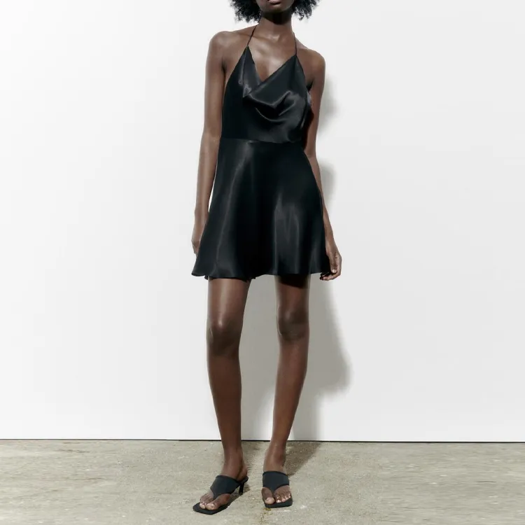 ZARA Slip Dresses Women's Black-2