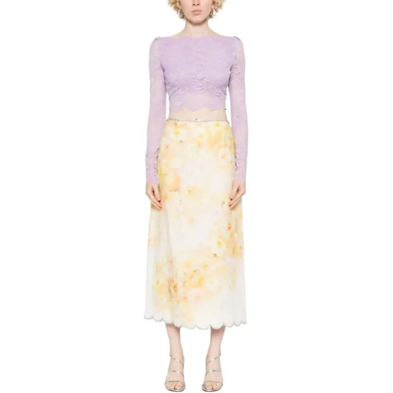 Zimmermann Crush Scalloped Midi Skirt-1