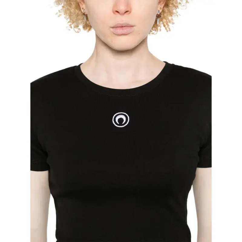 Marine Serre Moon Logo Jersey Baby Fit T Shirt 'Black'-4