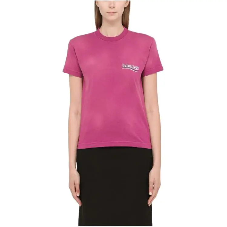 Balenciaga T Shirt 'Dark Fuschia/White/Blue'-4