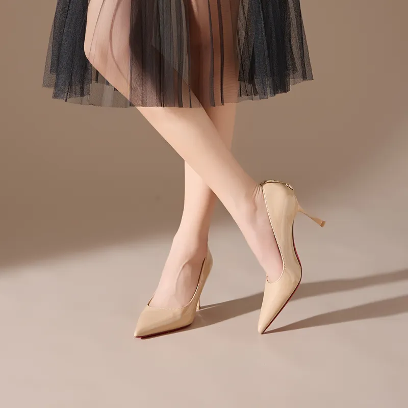 PINWEISHIDU Slim Heel High Heels 8cm Women's-3