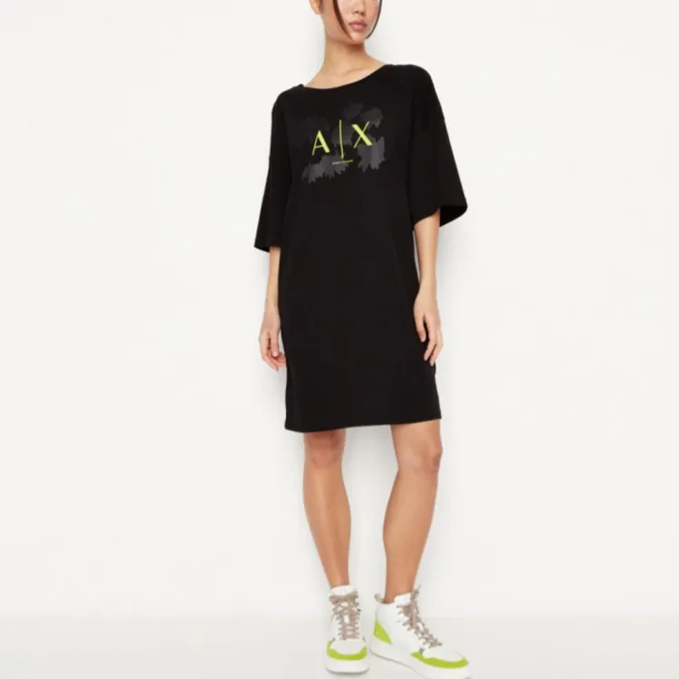 ARMANI EXCHANGE Short Sleeved Dresses Women's Black-3
