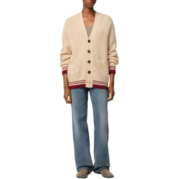 AMIPARIS Paris V Neck Ribbed Cardigan-2