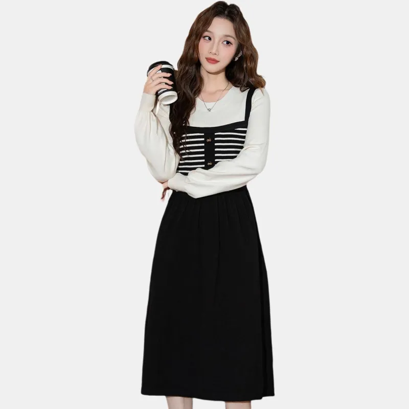 Tonlion Long Sleeved Dresses Women's Black-2