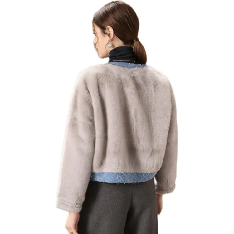 FENHONGMALI Velvet feel Coat Women's Gray-2