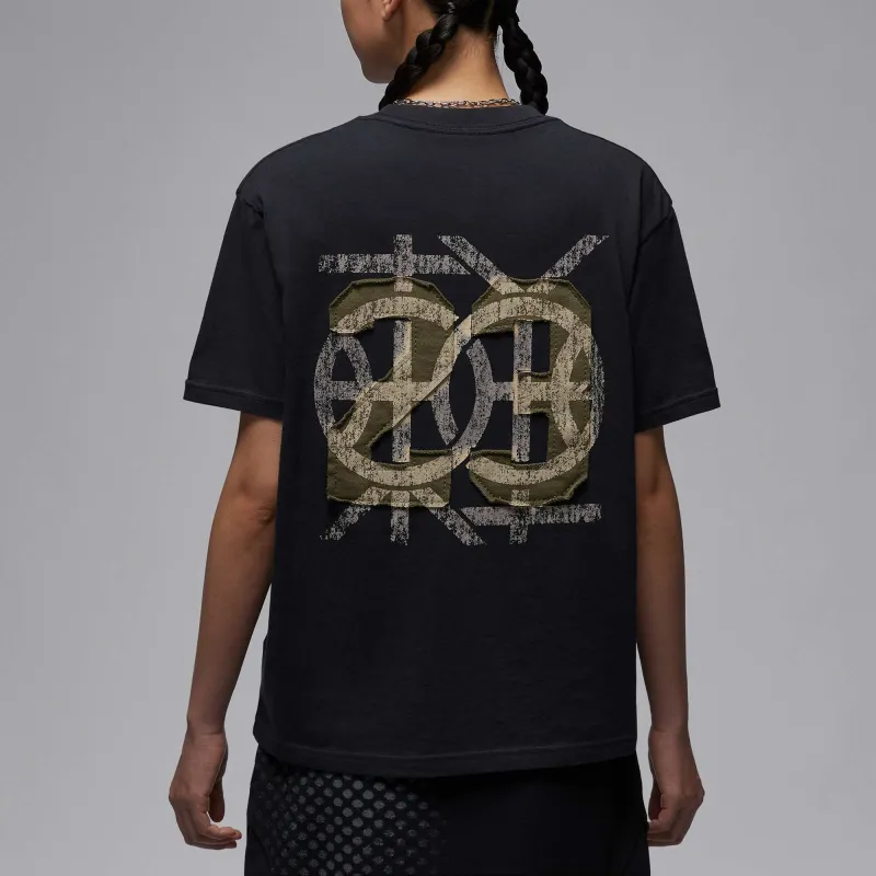 Jordan Drop Shoulder Sleeve T Shirt Women's Gray Black/Medium Olive Green-1