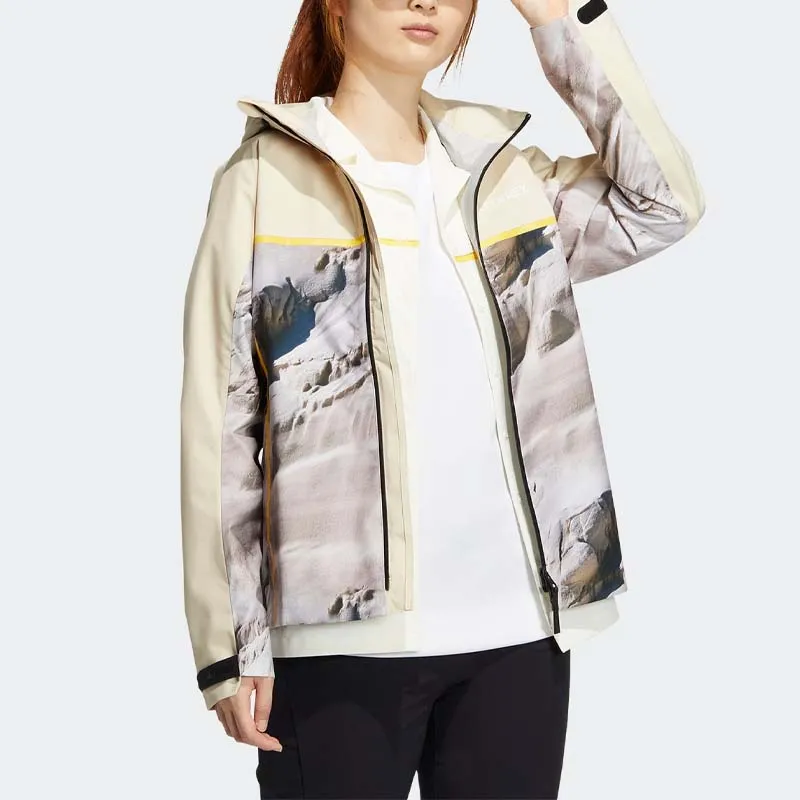 Adidas Outdoor Hiking Water-Resistant Windproof Other Windbreaker Jacket Women's Earth Yellow-2