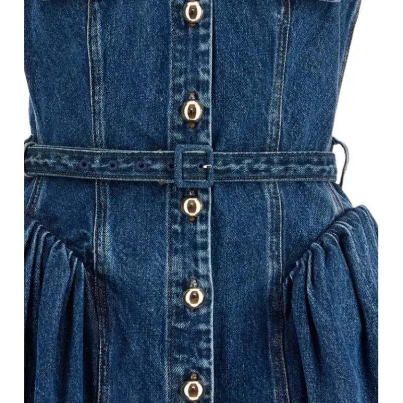 Self portrait Flared Denim Mini Dress-1
