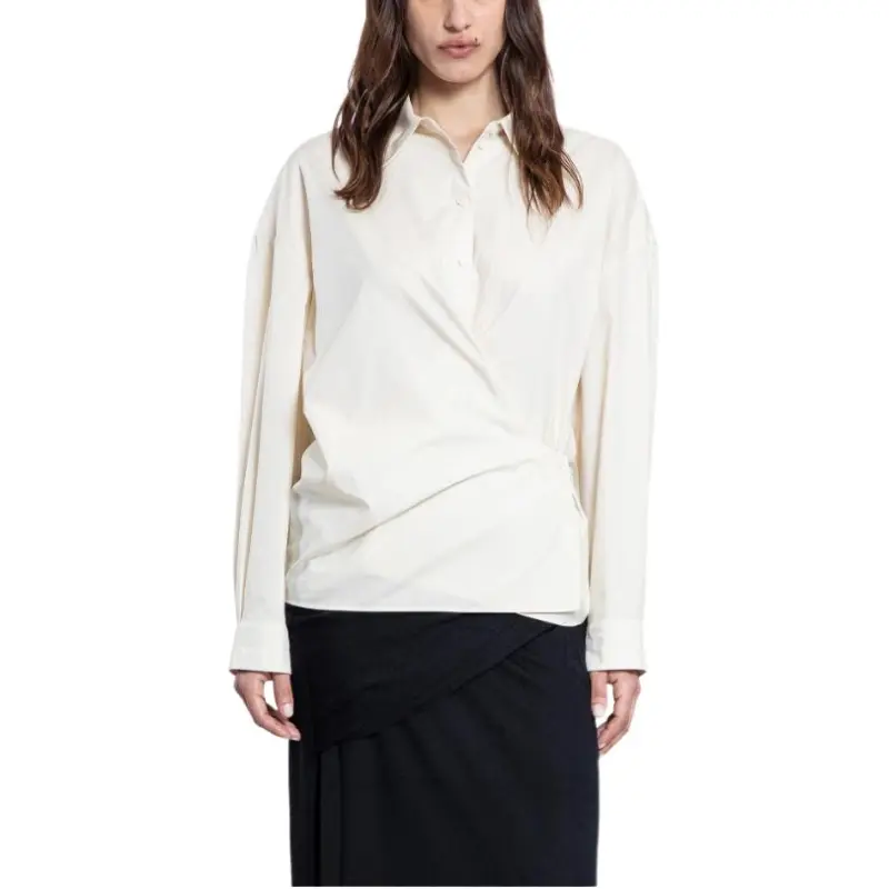 Lemaire Straight Collar Twisted Shirt 'Cream'-4