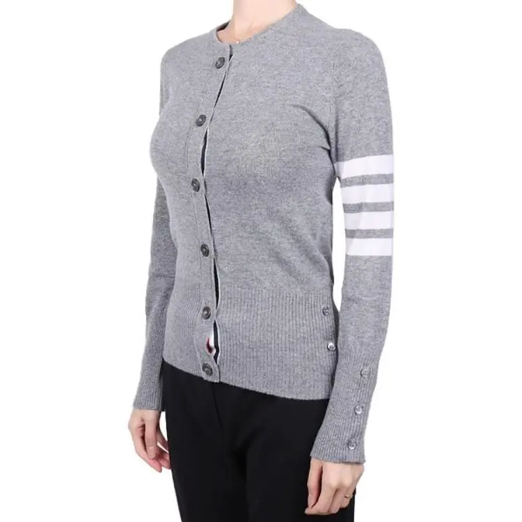 THOM BROWNE 4 Bar Striped Buttoned Cardigan-4