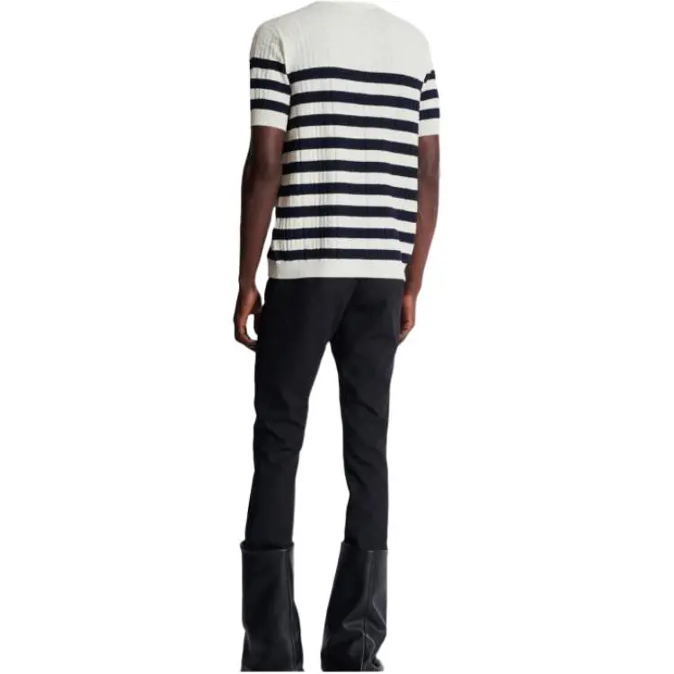 BALMAIN Striped Knit Polo Shirt-2