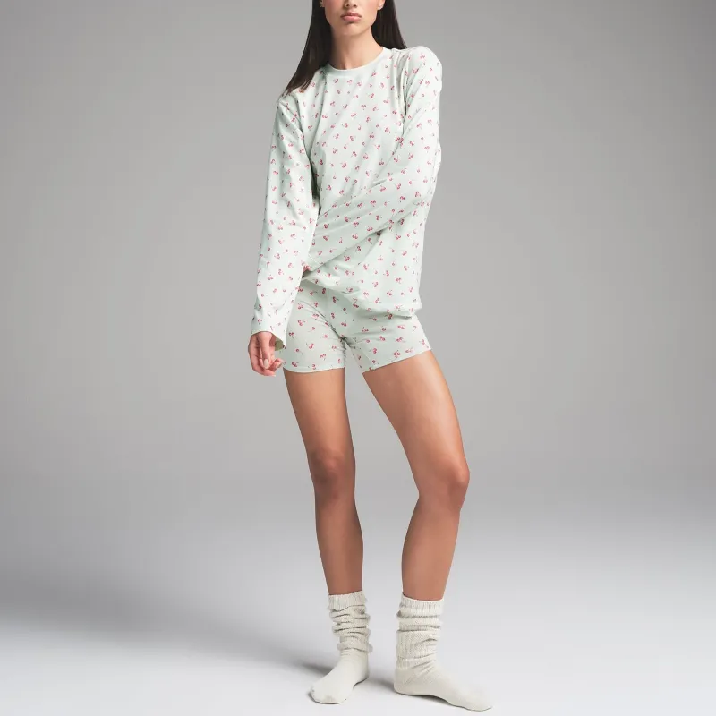 SKIMS Valentine's Day Collection SS25 BOYFRIEND LONG SLEEVE AND BOXER SET Pajama Set Unisex Cloud Cherry Print-3