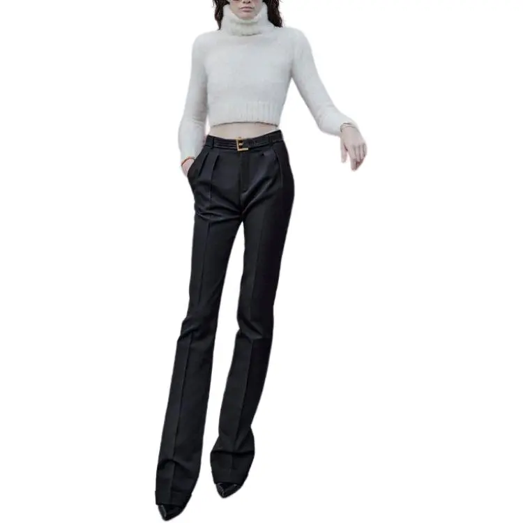 SAINT LAURENT Turtleneck Long Sleeved Cropped Jumper-2