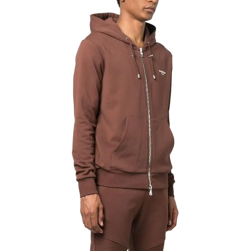 BALMAIN Zipped Logo Printed Hoodie-3