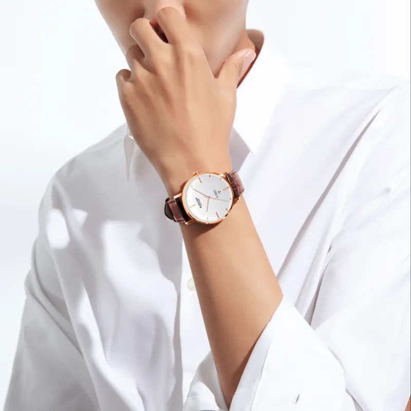 RARONE Master Collection Elegance Mechanical Movement Genuine Leather Strap Watch Men's Watches White Dial-15