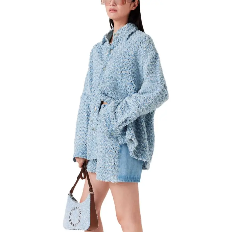 Stella McCartney Mid Rise Denim Bouclé Shorts-4