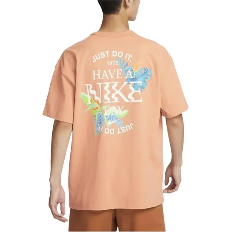 Nike Drop Shoulder Sleeve T-Shirt Men's Orange-1