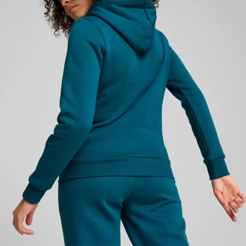 PUMA Essentials Logo FL Hoodie Sweatshirt Women's Cool Green-3