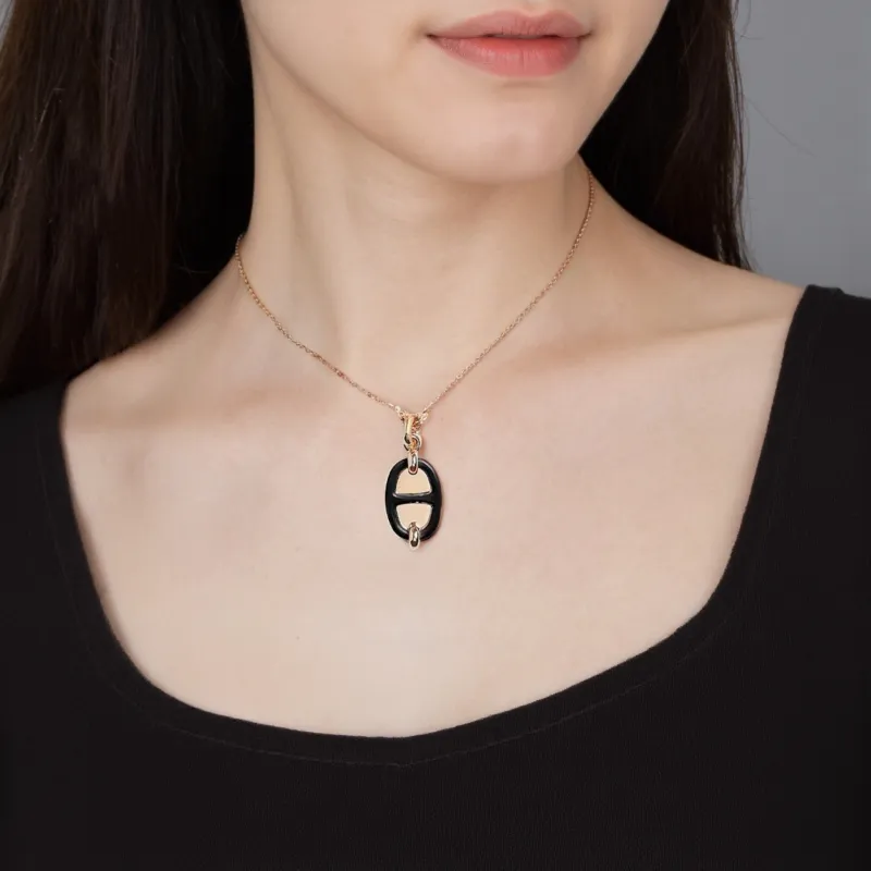 HERMES Metal Necklaces Women's Black-3
