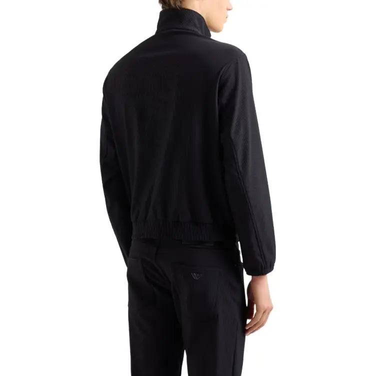 EMPORIO ARMANI Canneté effect Stretch Nylon Full zip Blouson-3