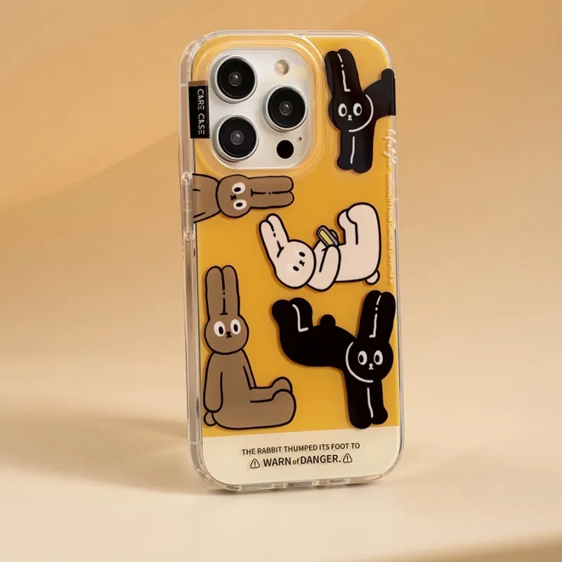 CARECASE TPU Material Creative Rabbit Double Layer Print Phone Case Compatibility Apple IPhone 16 15 14 Pro Max-3