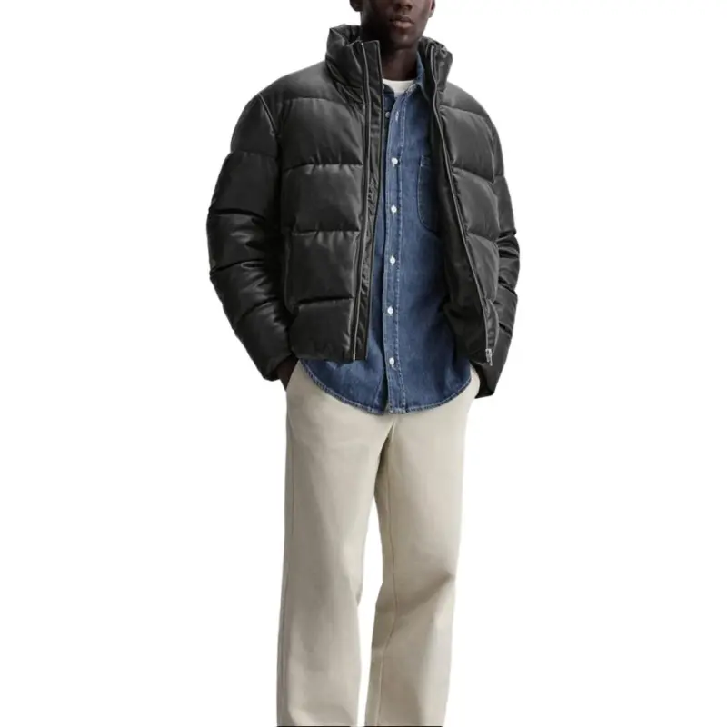 ZARA Puffer Jackets Men Black-4