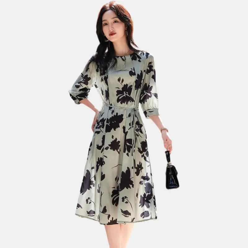 【dme】 Long-Sleeved Dresses Women's Gray Green-5