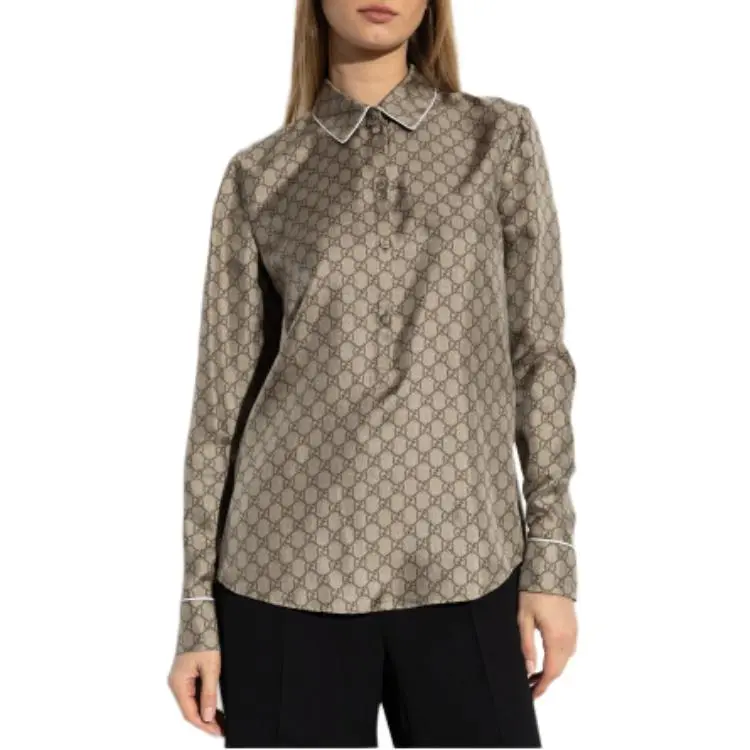 GUCCI Printed Twill Long Sleeve Shirt-1